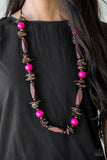 Cozumel Coast Pink Paparazzi Wooden Necklace