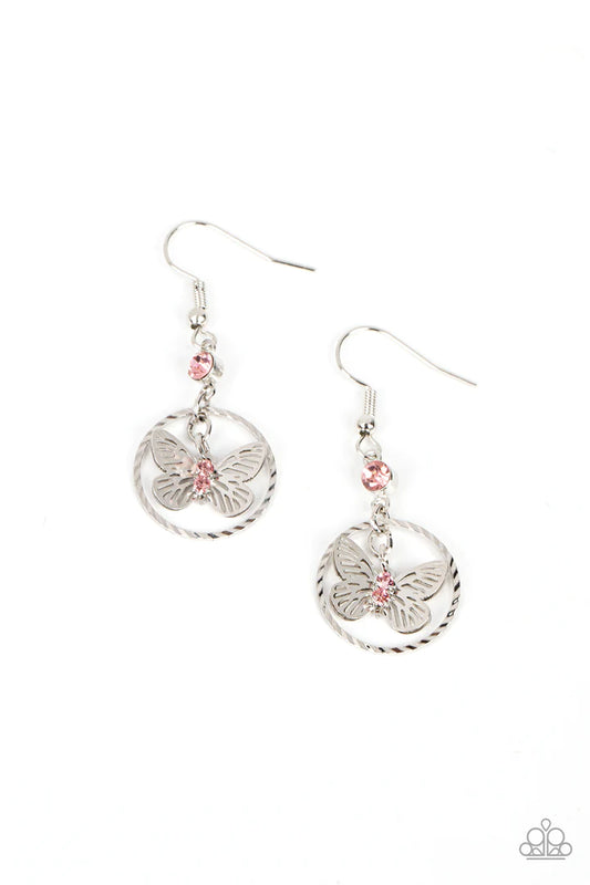 Fabulous Flutter Pink Paparazzi Earrings