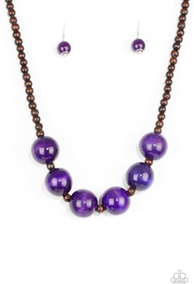 Oh My Miami - Purple Paparazzi Wood Necklace