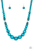 Panama Panorama - Blue Wooden Paparazzi Necklace