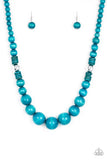Panama Panorama - Blue Wooden Paparazzi Necklace