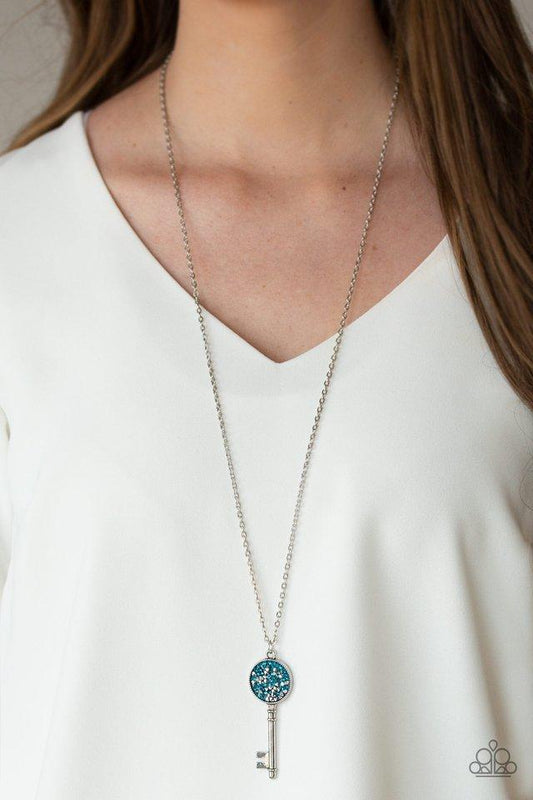 Paparazzi Key Keepsake Blue Key Necklace