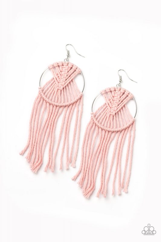 Macrame Myself and I - Pink Paparazzi Earrings