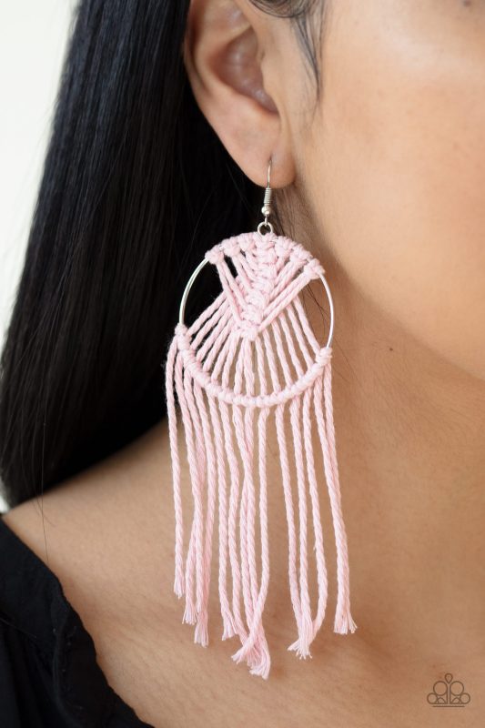 Macrame Myself and I - Pink Paparazzi Earrings