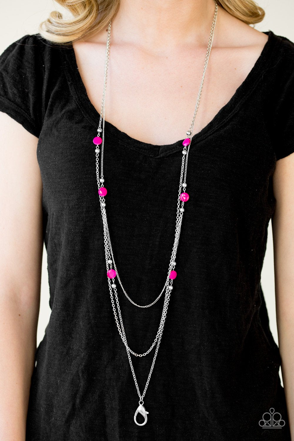 So SHORE of Yourself Pink Paparazzi Lanyard Necklace