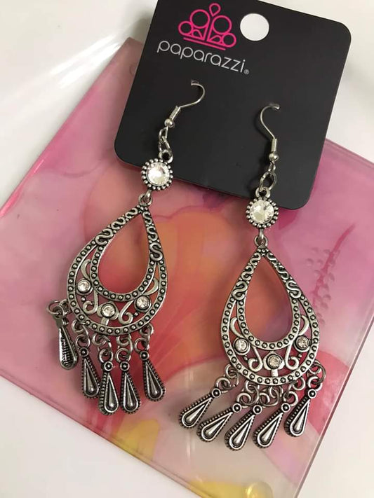 Viva la DIVA White Paparazzi Earrings